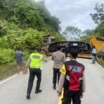 Truck Trailer Lepas Kendali di Tanjakan Desa Mentadau, Arus Lalu Lintas Sempat Terhenti